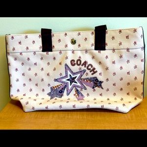 Large Coach Tote with Floral Print and Star
